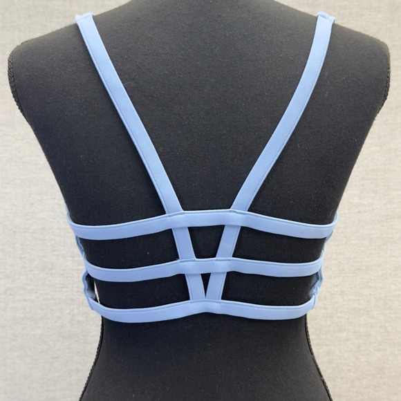 Vuori Yosemite Bra Blue Strappy Cage Back Sports Bra Womens Size Large - Picture 2 of 7